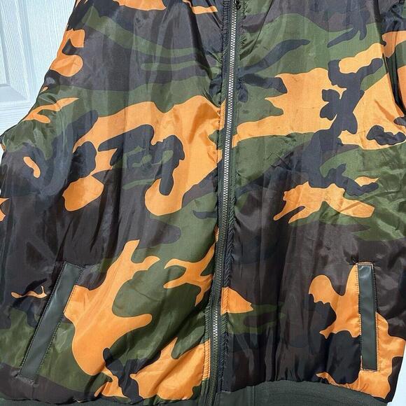 Vtg Camo Bomber Jacket Mens XL Reversible Blaze Orange Duck Camo PVC Shell - Picture 6 of 15